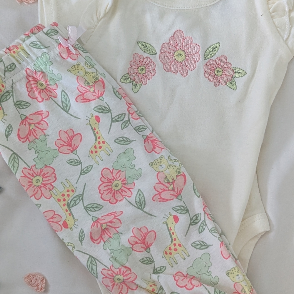 Floral Baby Onesie and Pants Set